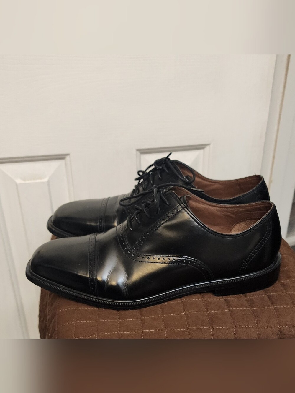 Rockport Men's K71536 Black Leather Cap-Toe Oxford Dress Shoes Size 10.5 M - Picture 4 of 13